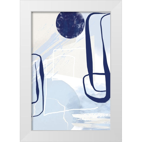 Lines of Blue-3 White Modern Wood Framed Art Print by Moss, Sally Ann