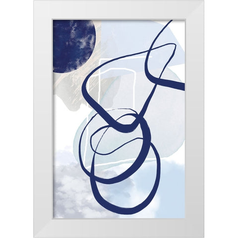 Lines of Blue-2 White Modern Wood Framed Art Print by Moss, Sally Ann