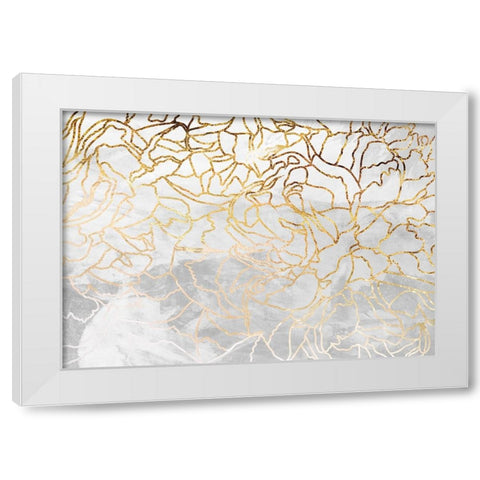 Abstract gold line art wall mural White Modern Wood Framed Art Print by Manovski, Sarah