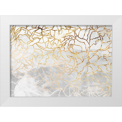 Abstract gold line art wall mural White Modern Wood Framed Art Print by Manovski, Sarah