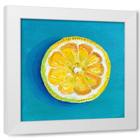 Lemon Slice White Modern Wood Framed Art Print by Key and Sea