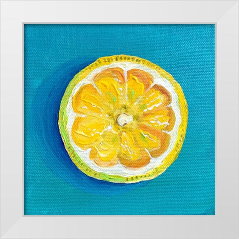 Lemon Slice White Modern Wood Framed Art Print by Key and Sea