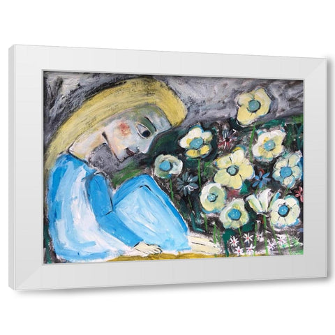 In the Garden White Modern Wood Framed Art Print by Bursic, Sharyn