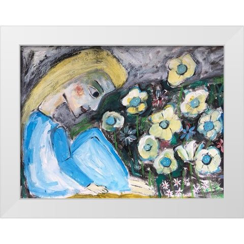 In the Garden White Modern Wood Framed Art Print by Bursic, Sharyn