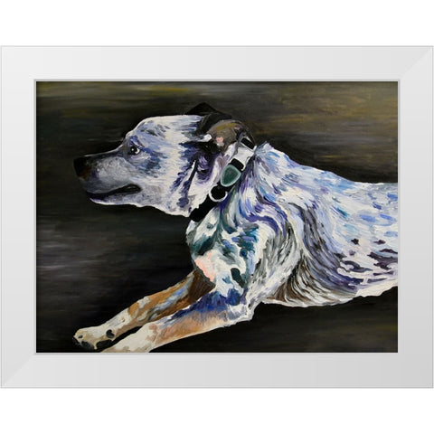 Mika White Modern Wood Framed Art Print by Key and Sea