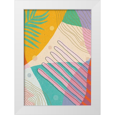 Botanical Disco White Modern Wood Framed Art Print by Demir, Aylin