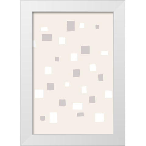 Abstract Squares White Modern Wood Framed Art Print by uplusmestudio