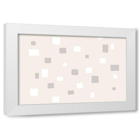 Abstract Squares White Modern Wood Framed Art Print by uplusmestudio