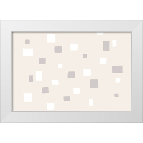 Abstract Squares White Modern Wood Framed Art Print by uplusmestudio