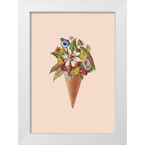 Botanical pink ice cream White Modern Wood Framed Art Print by Floral Studio, Frida