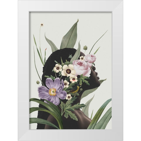 Purple flower White Modern Wood Framed Art Print by Floral Studio, Frida
