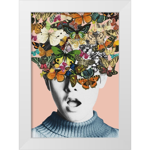 Twiggy surprise White Modern Wood Framed Art Print by Floral Studio, Frida