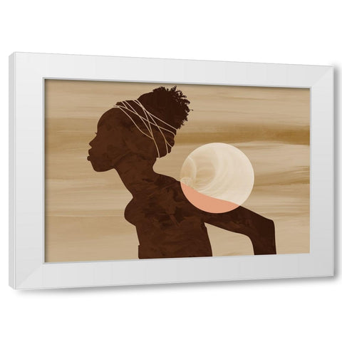 Angolan Moon White Modern Wood Framed Art Print by Roze, Fadil