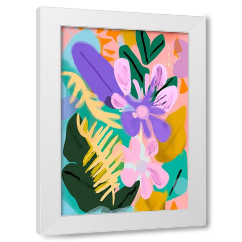 Spring Flowers White Modern Wood Framed Art Print by Treechild