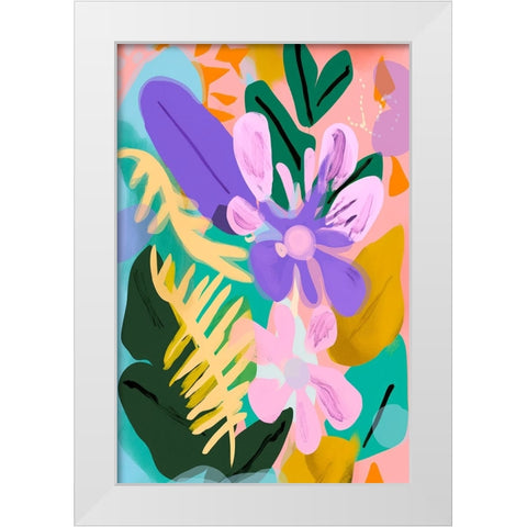 Spring Flowers White Modern Wood Framed Art Print by Treechild