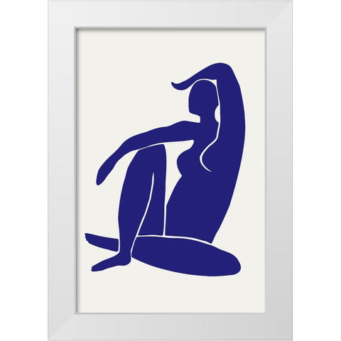 Figure Bleu White Modern Wood Framed Art Print by Pictufy Studio II