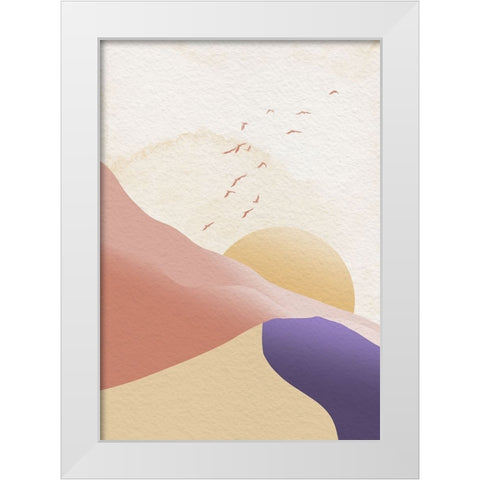 Sunset Mist White Modern Wood Framed Art Print by Roze, Fadil