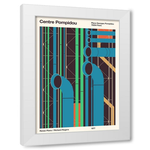 Pompidou White Modern Wood Framed Art Print by Bodart, Florent