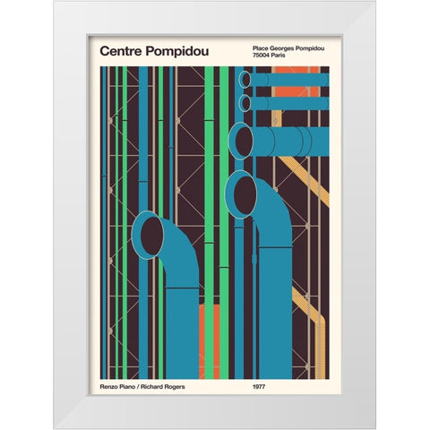 Pompidou White Modern Wood Framed Art Print by Bodart, Florent