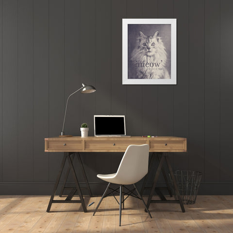 Famous Quote Cat White Modern Wood Framed Art Print by Bodart, Florent