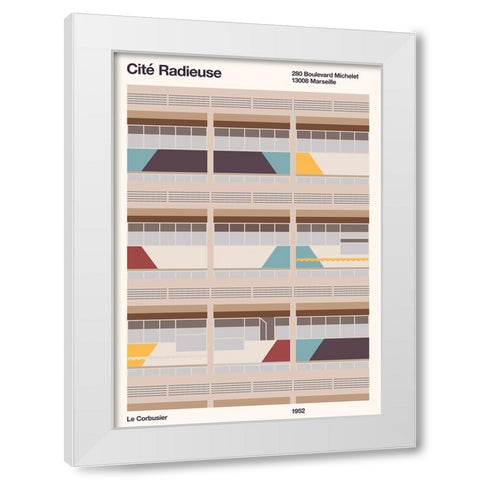 Cite Radieuse White Modern Wood Framed Art Print by Bodart, Florent
