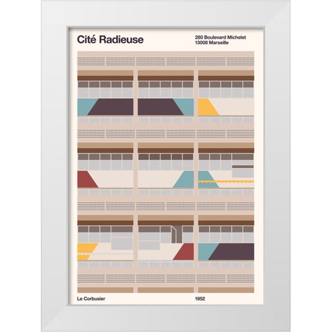 Cite Radieuse White Modern Wood Framed Art Print by Bodart, Florent