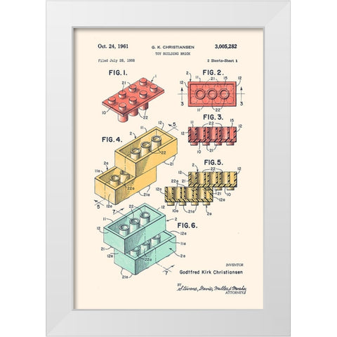 Lego Colors White Modern Wood Framed Art Print by Bodart, Florent