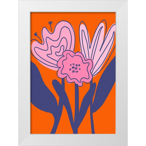 Abstract Flowers White Modern Wood Framed Art Print by Fritsch, Athene