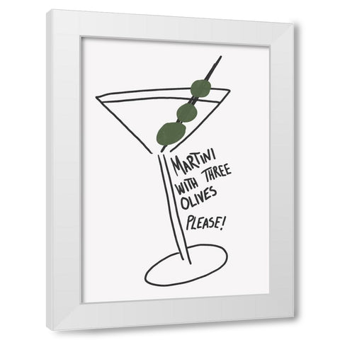 Martini Three Olives White Modern Wood Framed Art Print by Fritsch, Athene