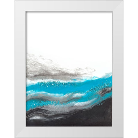 Aqua Wave White Modern Wood Framed Art Print by Storms, Alyson