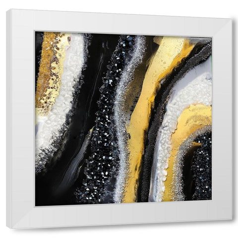 Black Agate White Modern Wood Framed Art Print by Storms, Alyson