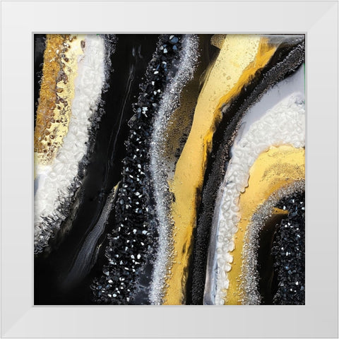 Black Agate White Modern Wood Framed Art Print by Storms, Alyson
