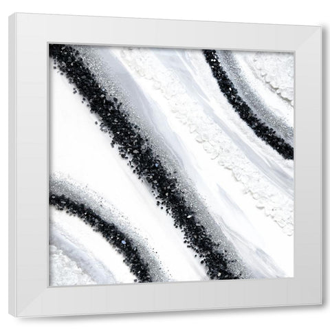 Black and White Geode White Modern Wood Framed Art Print by Storms, Alyson