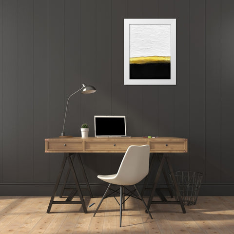 Black and White Golden Night White Modern Wood Framed Art Print by Storms, Alyson