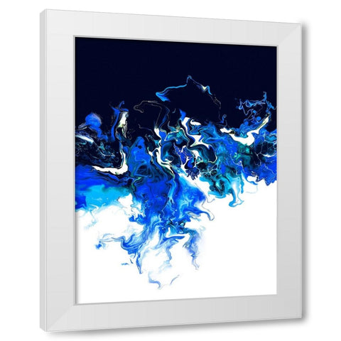 Blue Colorful Wave White Modern Wood Framed Art Print by Storms, Alyson