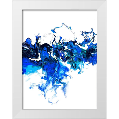 Blue Colorful White Wave White Modern Wood Framed Art Print by Storms, Alyson