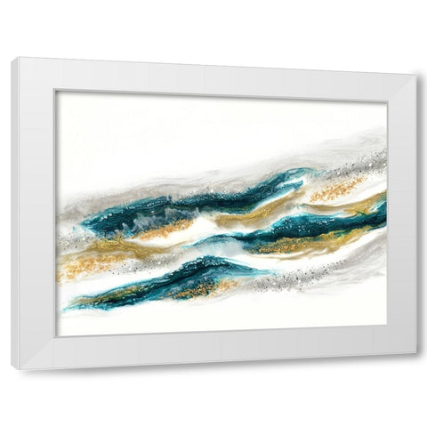 Emerald Gold White Modern Wood Framed Art Print by Storms, Alyson