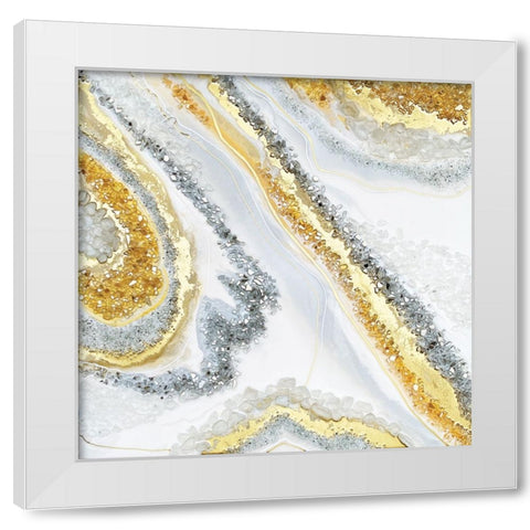Gold Agate White Modern Wood Framed Art Print by Storms, Alyson