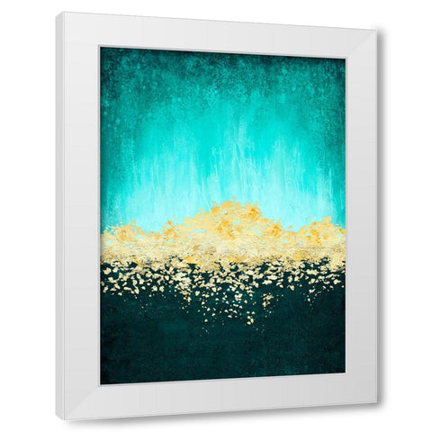 Golden Dawn Teal White Modern Wood Framed Art Print by Storms, Alyson