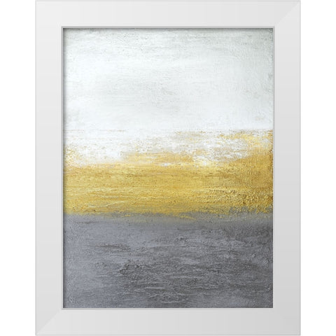 Gray and Gold White Modern Wood Framed Art Print by Storms, Alyson