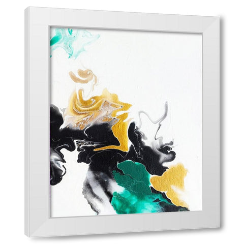 Green and Gold Ribbons 1 White Modern Wood Framed Art Print by Storms, Alyson