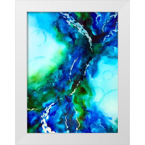 Green Blue White Modern Wood Framed Art Print by Storms, Alyson