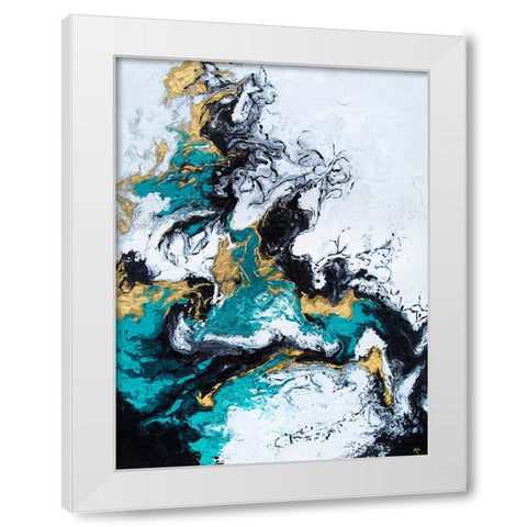 Green and Gold Smoke White Modern Wood Framed Art Print by Storms, Alyson