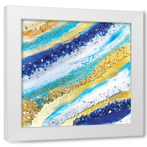 Ocean Blue Geode White Modern Wood Framed Art Print by Storms, Alyson