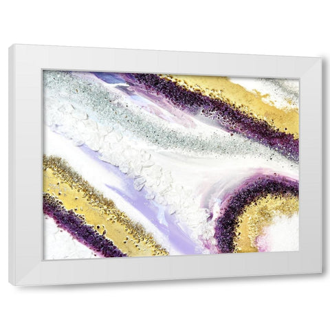 Purplei Agate White Modern Wood Framed Art Print by Storms, Alyson