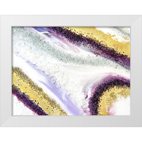Purplei Agate White Modern Wood Framed Art Print by Storms, Alyson