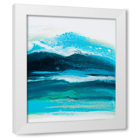 Teal Wave 1 White Modern Wood Framed Art Print by Storms, Alyson