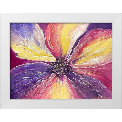 Warm Flower White Modern Wood Framed Art Print by Storms, Alyson