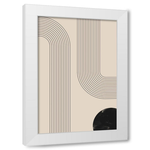 Black Minimal Line Art White Modern Wood Framed Art Print by Thaitanom, Nikki