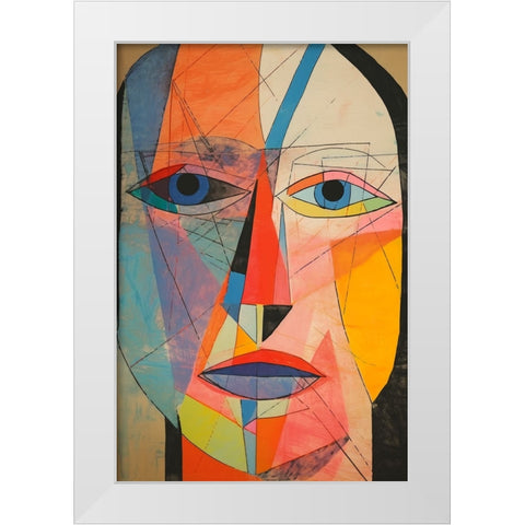 The Face White Modern Wood Framed Art Print by Treechild